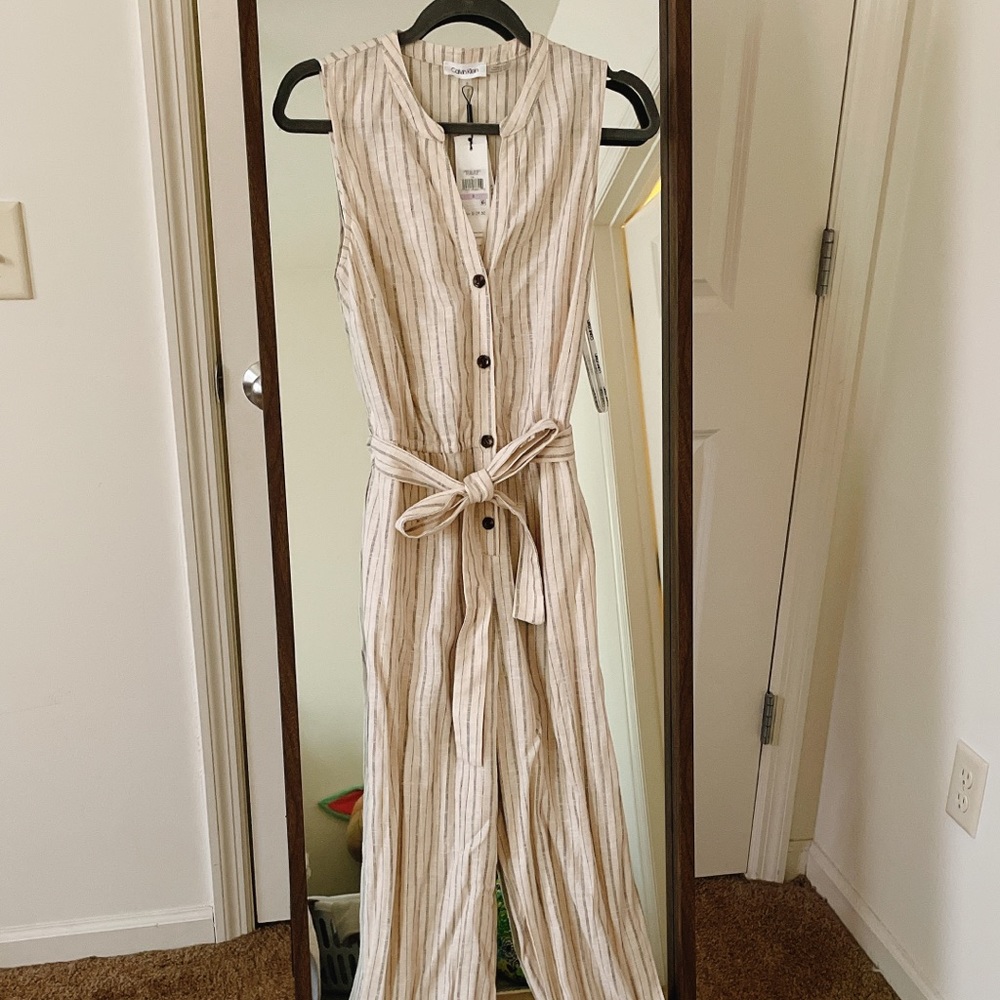 Calvin Klein Spring Linen Beige Jumpsuit